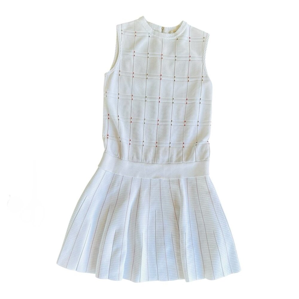 Ted Baker Lornia Stitch Check Detail Drop Waist Skater Dress - Size UK 1